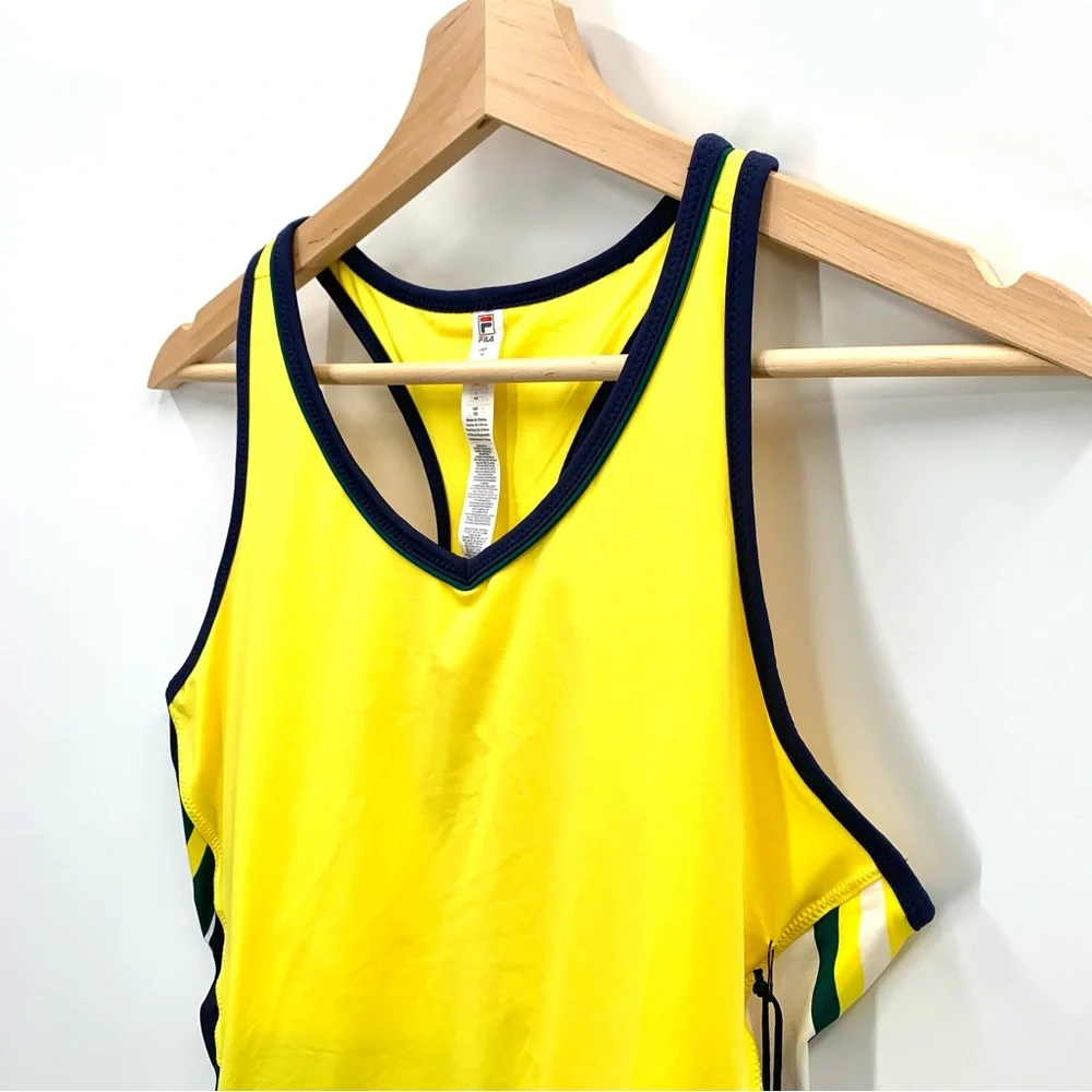 Fila UPF 50+ Yellow Racerback Tennis Dress w/ Matching Undershorts Size Medium - Picture 3 of 13